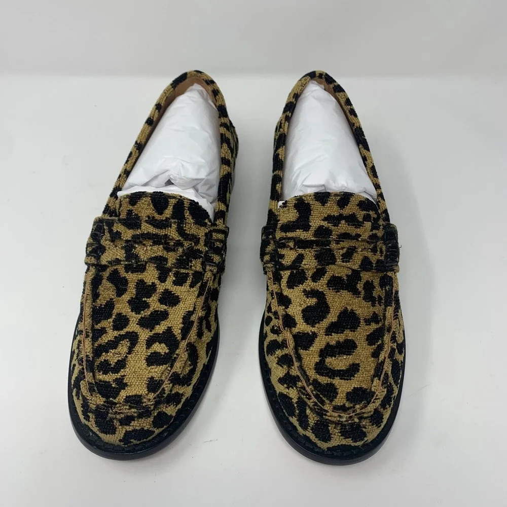 Re/Done 264-17W9LFR 90s Loafers Shoes‎ Women's 39 Leopard Tapestry Slip-on S0470